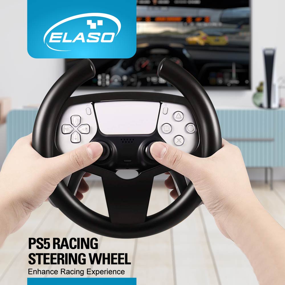 Gaming Racing Steering Wheel Handle Joypad Grip Attachment for Playstation 5 PS5 Dualsense Controller