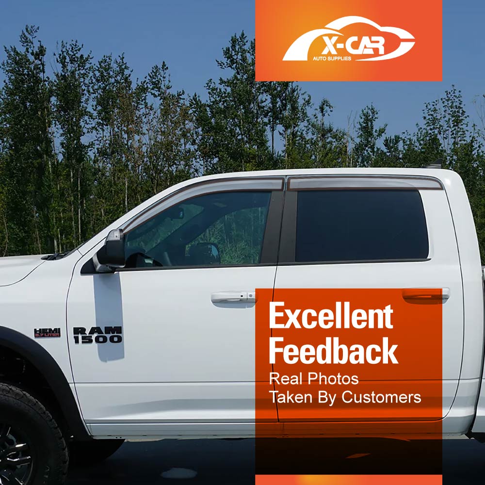 Premium Weathershields for Dodge RAM 1500 DS Series Crew Cab 2009-2022 Weather Shields Wind Deflectors Window Sun Visor 4-Piece Set