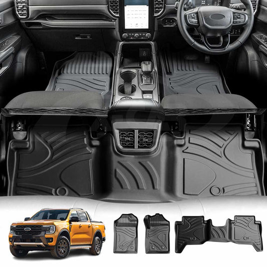 Floor Mats for Ford Next-Gen Ranger Dual Cab 2022-Onwards Customized Heavy Duty All Weather Full Set Carpet