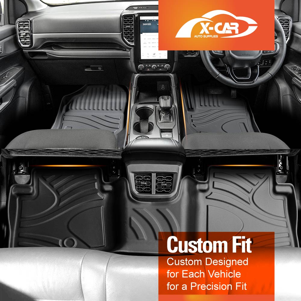 Floor Mats for Ford Next-Gen Ranger Dual Cab 2022-Onwards Customized Heavy Duty All Weather Full Set Carpet
