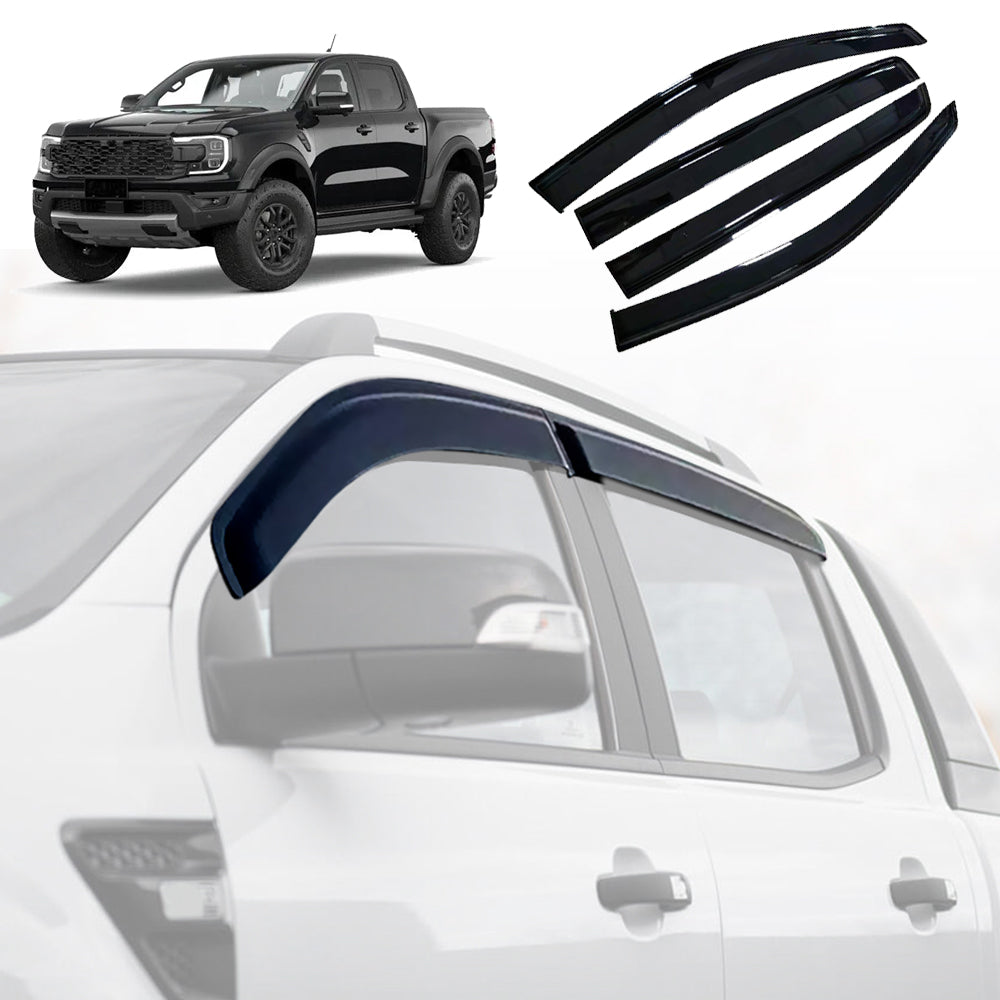 Weathershields for Ford Next-Gen Ranger 2022-2024 Raptor Double Cab Car Weather Shields Wind Deflectors Window Sun Visor 4-Piece Set