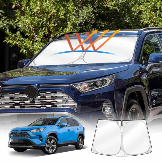 Windshield Sun Shade for Toyota RAV4 2019-2024 Blocks UV Rays Foldable Custom Wind Screen Sun Visor Protector