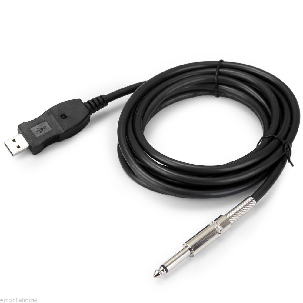 3 Meters Guitar Bass 1/4'' USB to 6.3mm Jack Link Connection Instrument Adapter Converter