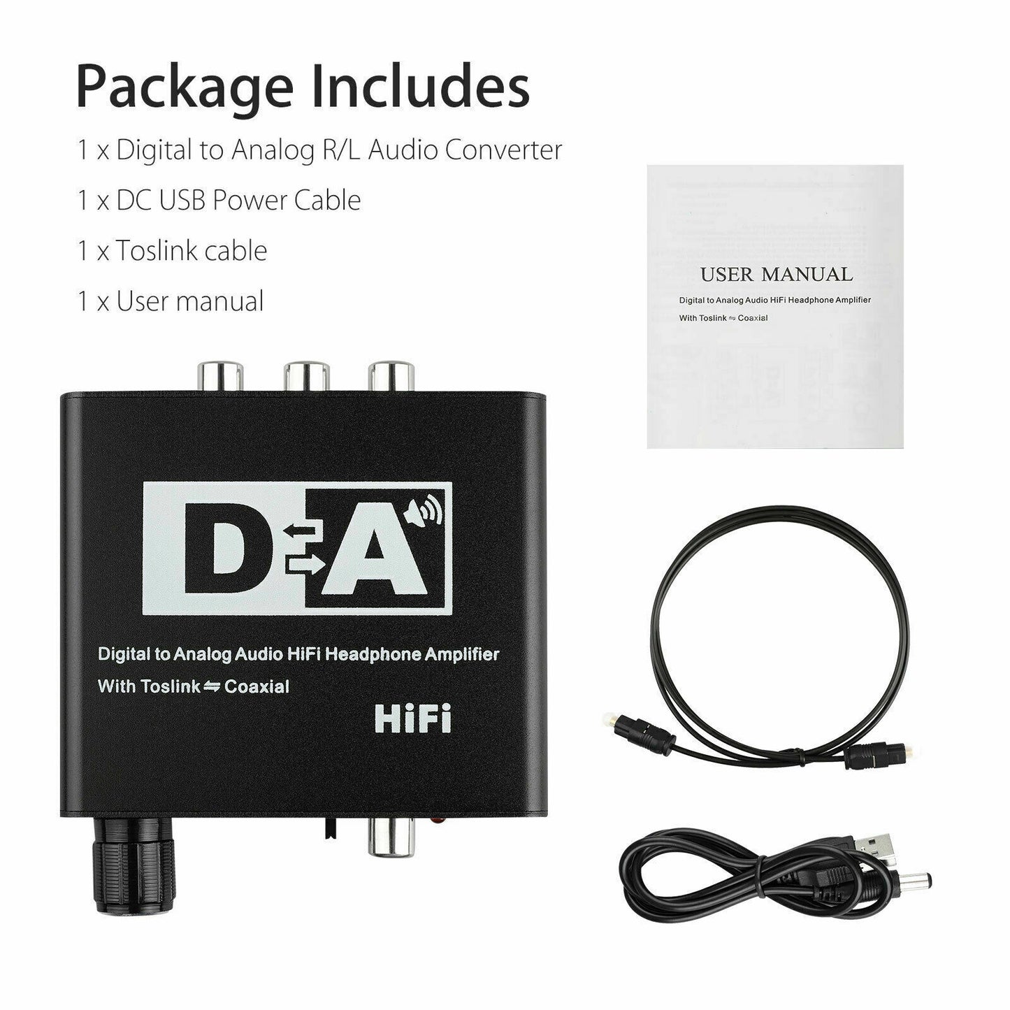 DAC Hi-Fi Digital Optical Coaxial Toslink to Analog RCA 3.5mm Audio Adapter Converter for DVD PS3 Home Stereo Amplifier EarPhones TV PC