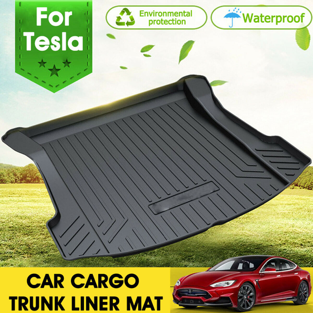 Heavy Duty Waterproof Rear Cargo Rubber Mat Boot Liner Luggage Tray for Tesla Model 3 2017-2023
