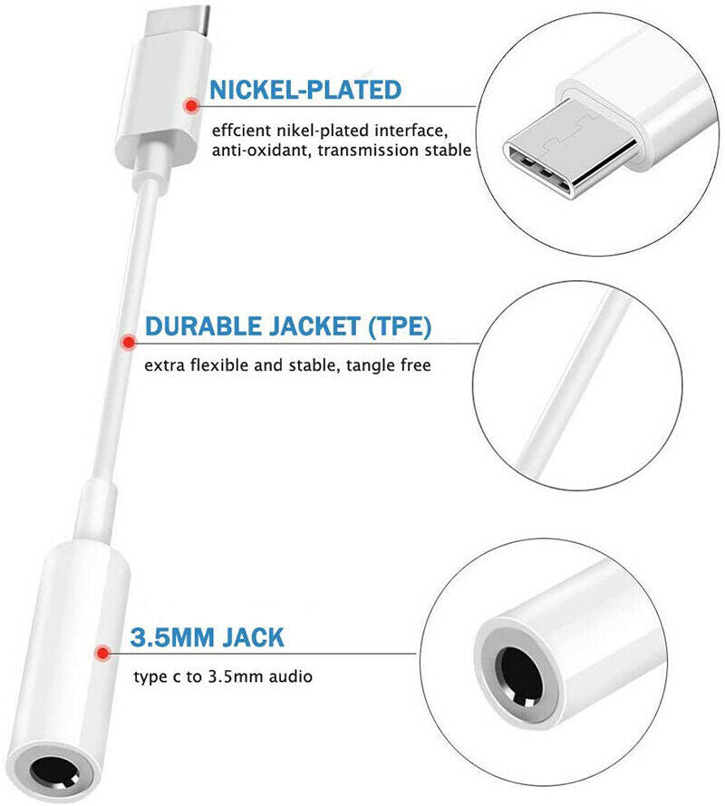 USB Type C to 3.5 mm Headphone Audio Jack Aux Cable Adapter Compatible with Google pixel Samsung 2020/2018 iPad Pro, iPad Air 4 th