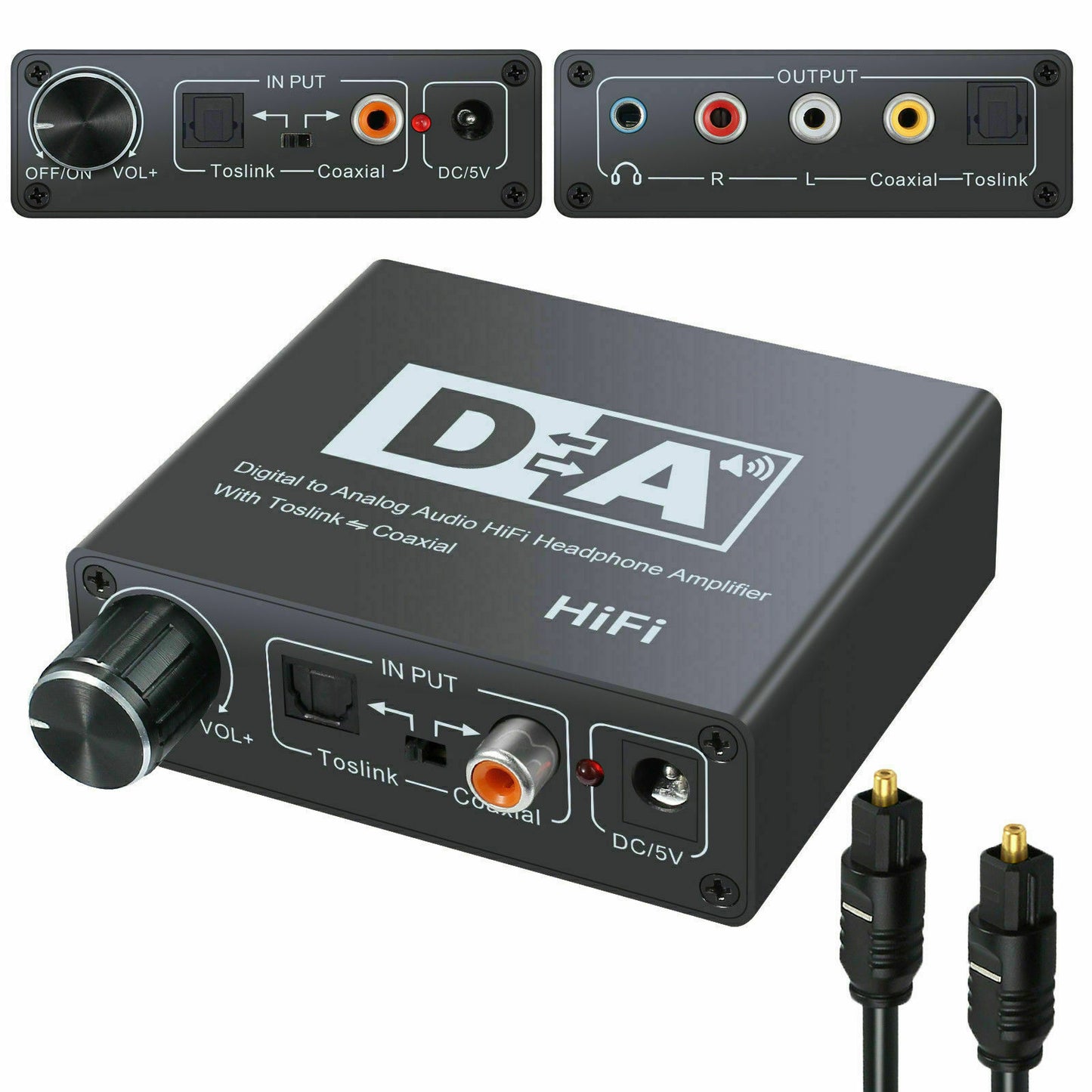 DAC Hi-Fi Digital Optical Coaxial Toslink to Analog RCA 3.5mm Audio Adapter Converter for DVD PS3 Home Stereo Amplifier EarPhones TV PC