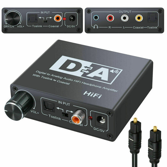 DAC Hi-Fi Digital Optical Coaxial Toslink to Analog RCA 3.5mm Audio Adapter Converter for DVD PS3 Home Stereo Amplifier EarPhones TV PC