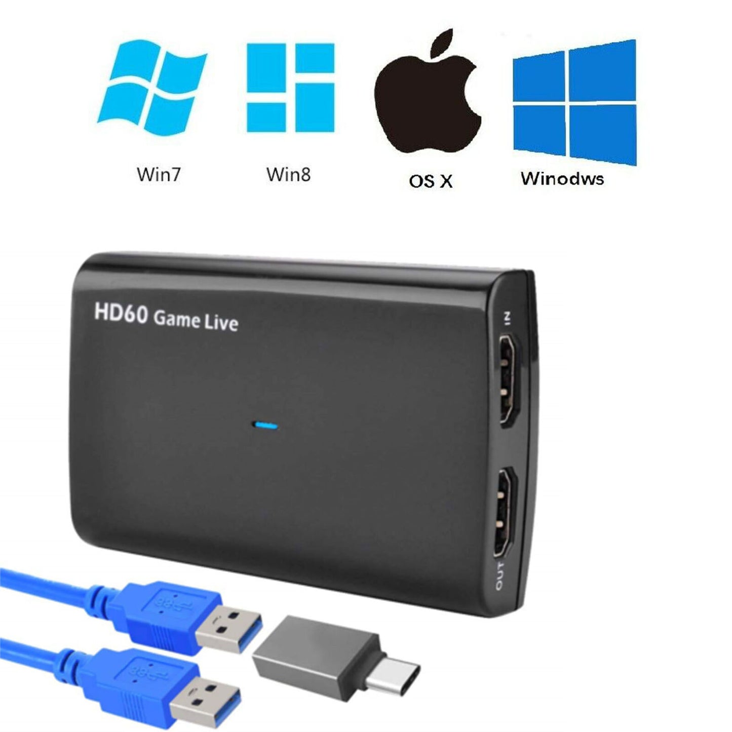 USB to HDMI Video Capture Card 4K 30P 1080P 60fps Game Video Record Live Streaming Recorder