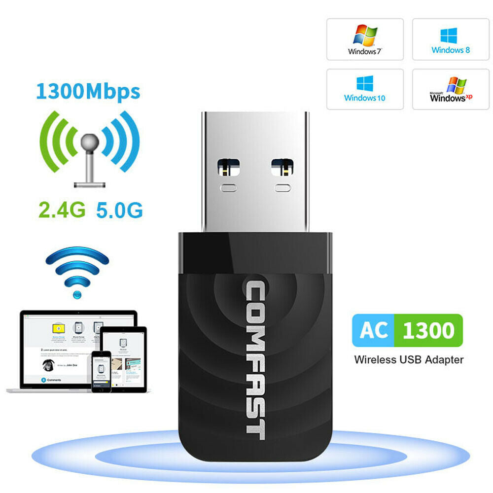 1300Mbps USB 3.0 Wireless WiFi Network Receiver Adapter 5GHz Dual Band Dongle For Windows Mac