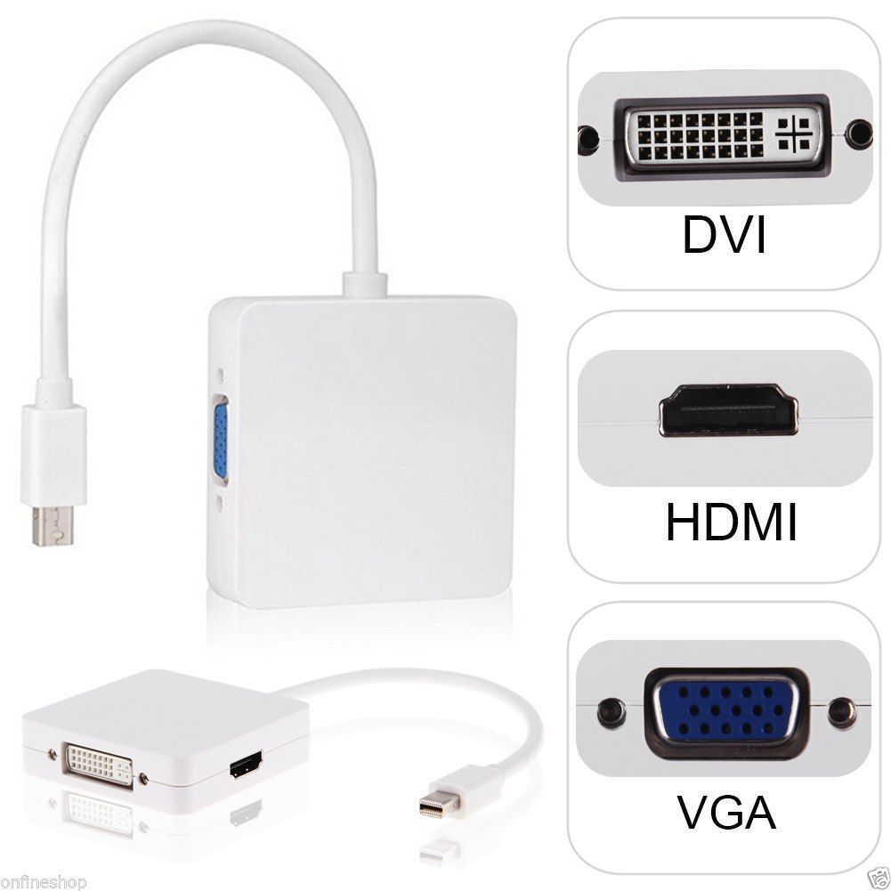 3-in-1 Mini-DisplayPort to HDMI / DVI / VGA Cable Adaptor