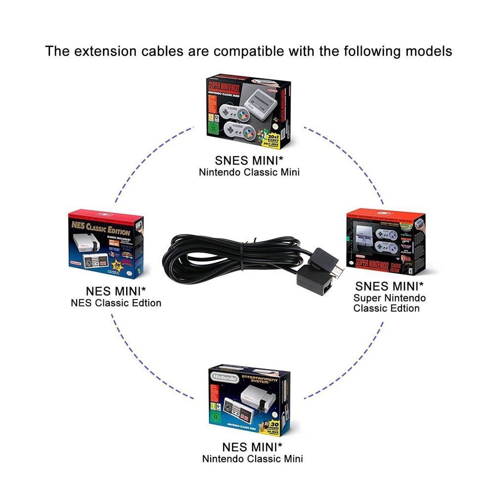 3 Meters Extension Cable Cord for Nintendo Classic NES Mini/SNES Mini Controller