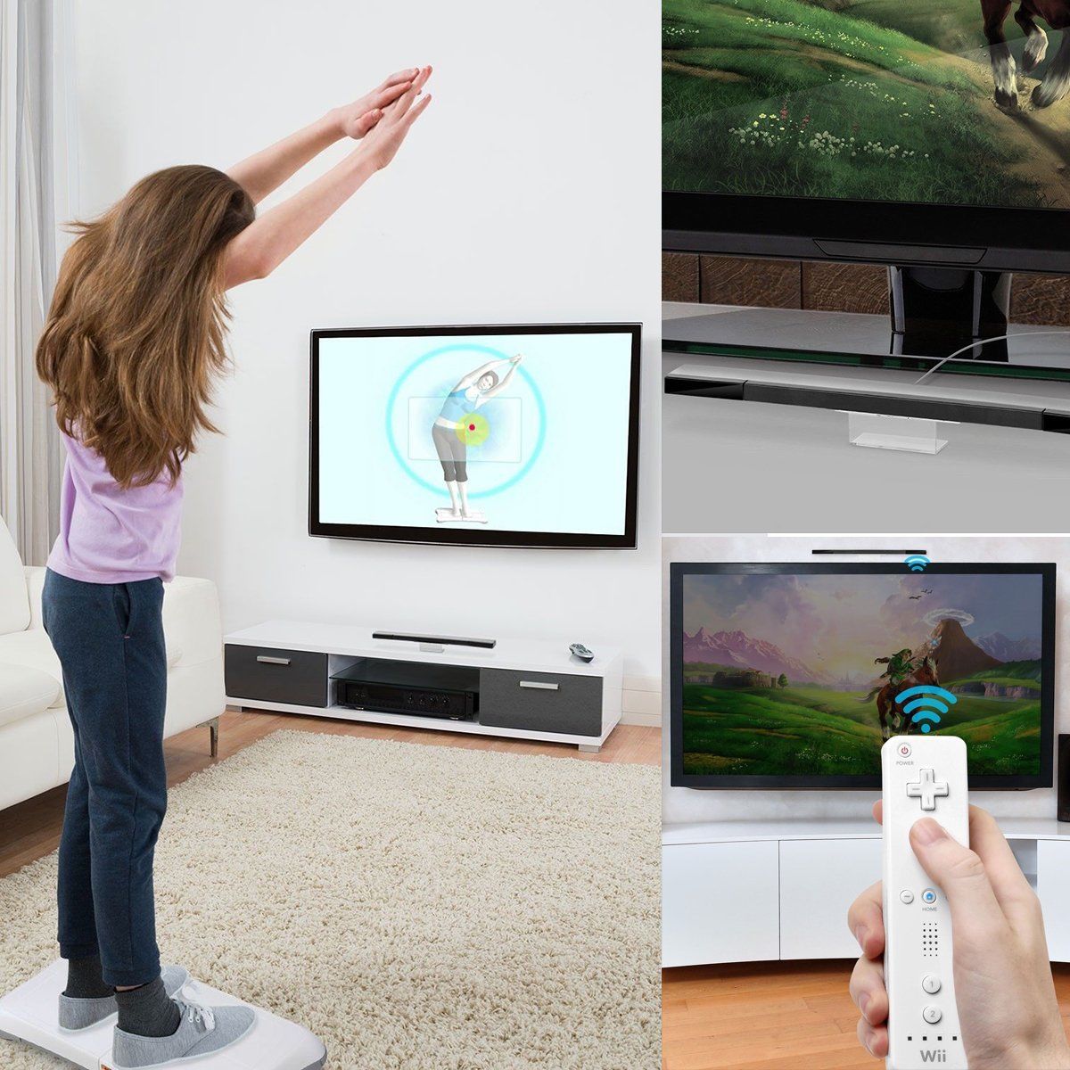 New Wired Infrared Motion Sensor Bar with Stand for Nintendo Wii / Wii U Console