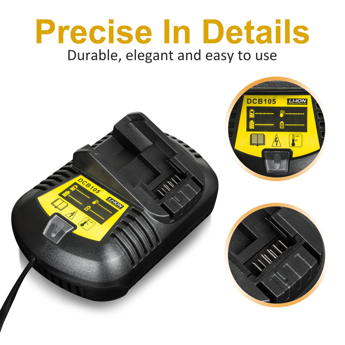 12V-20V Li-ion Battery Charger for Dewalt MAX XR Power Tools DCB105/DCB120/DCB203/DCB200/DCB201/DCB204/DCB180/DCB181/DCB182