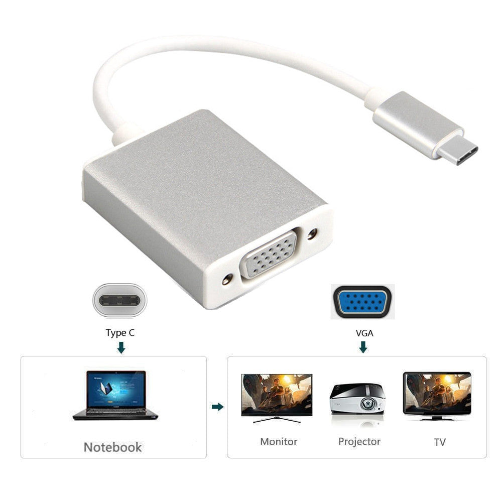 USB C Type C 3.1 Male to VGA Female Converter Adapter Cable for Macbook Chromebook