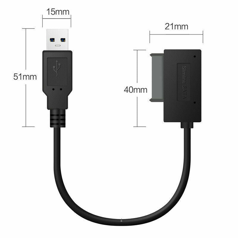 7+6 13Pin Slim SATA to USB CD DVD Rom Optical Hard Drive Cable Adapter Converter