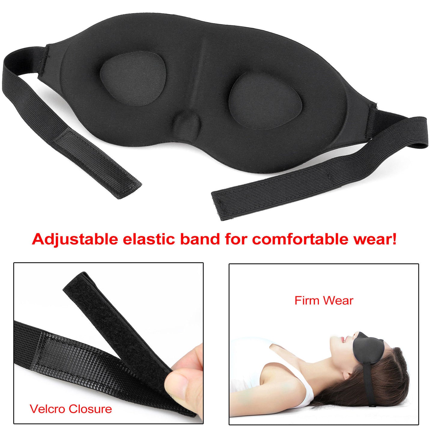 2x 3D Travel Sleep Eye Mask soft Memory Foam Padded Shade Cover Sleeping Blindfold