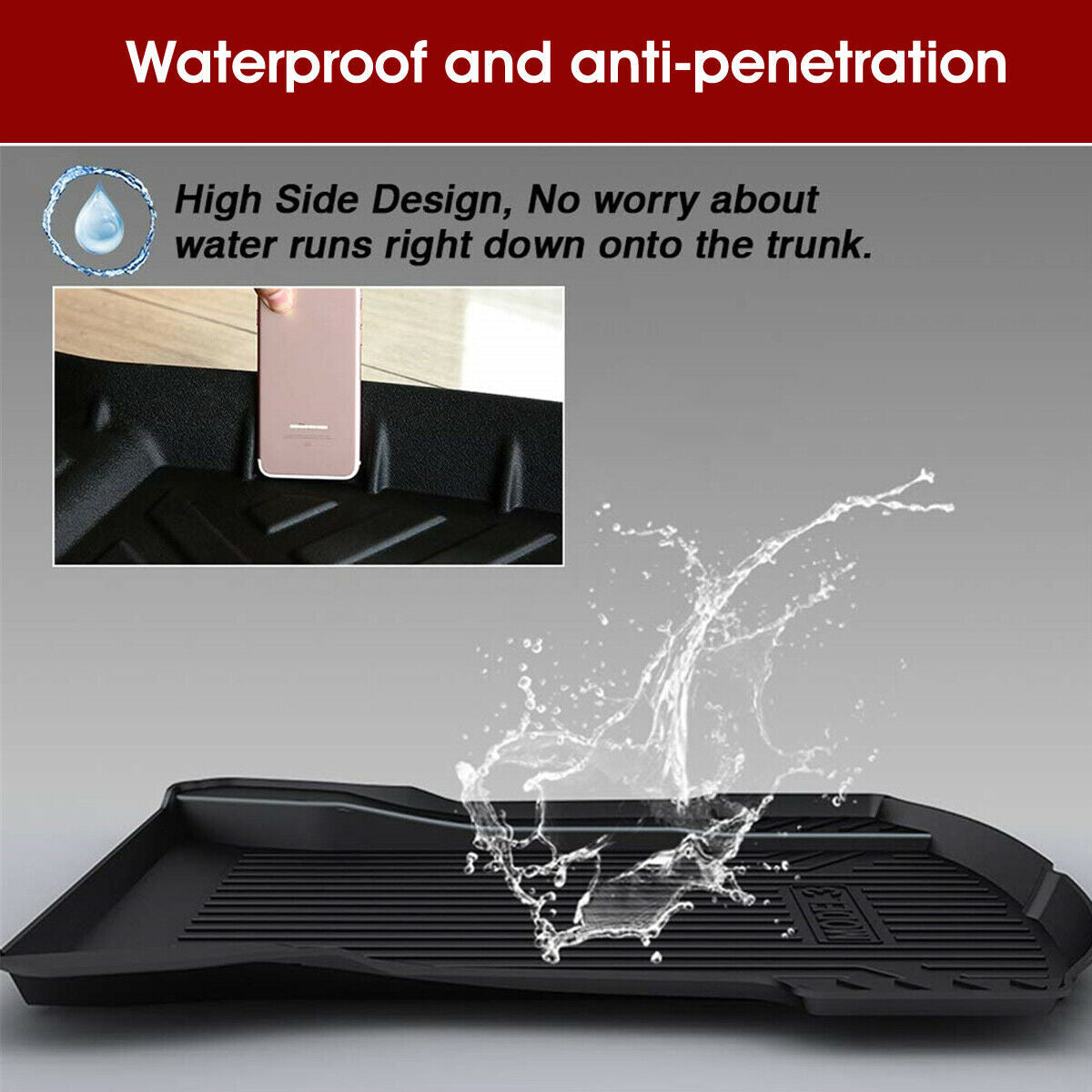 Heavy Duty Waterproof Rear Cargo Rubber Mat Boot Liner Luggage Tray for Tesla Model 3 2017-2023