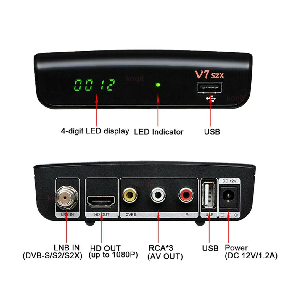 GTMEDIA V7 S2X  HD 1080P FHD DVB-S S2 S2X Digital Satellite Freesat TV Receiver with USB WiFi Support PowerVu Biss key