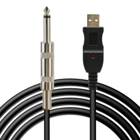 3 Meters Guitar Bass 1/4'' USB to 6.3mm Jack Link Connection Instrument Adapter Converter