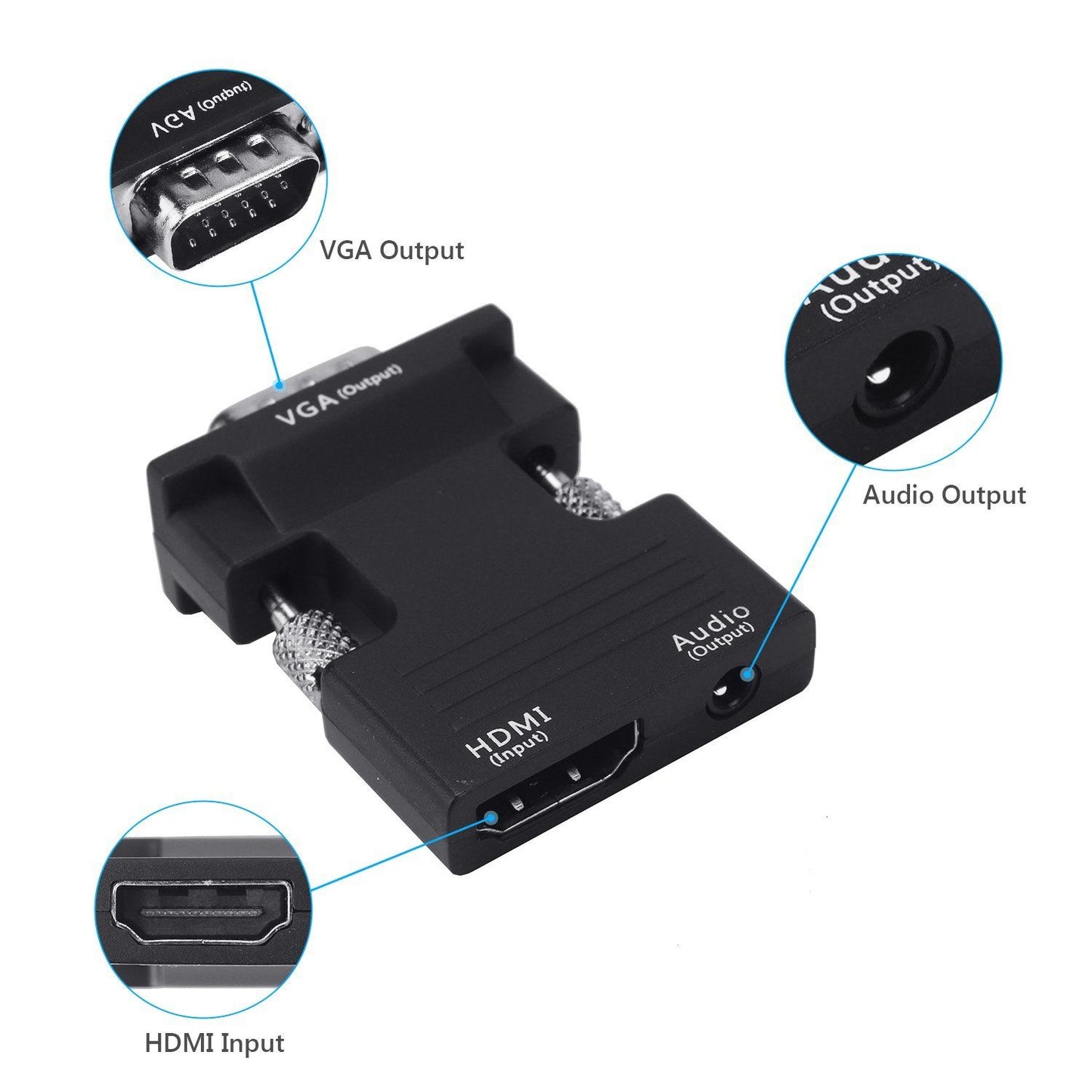 HDMI Female To VGA Male Converter Adapter 1080P with Stereo Audio Output