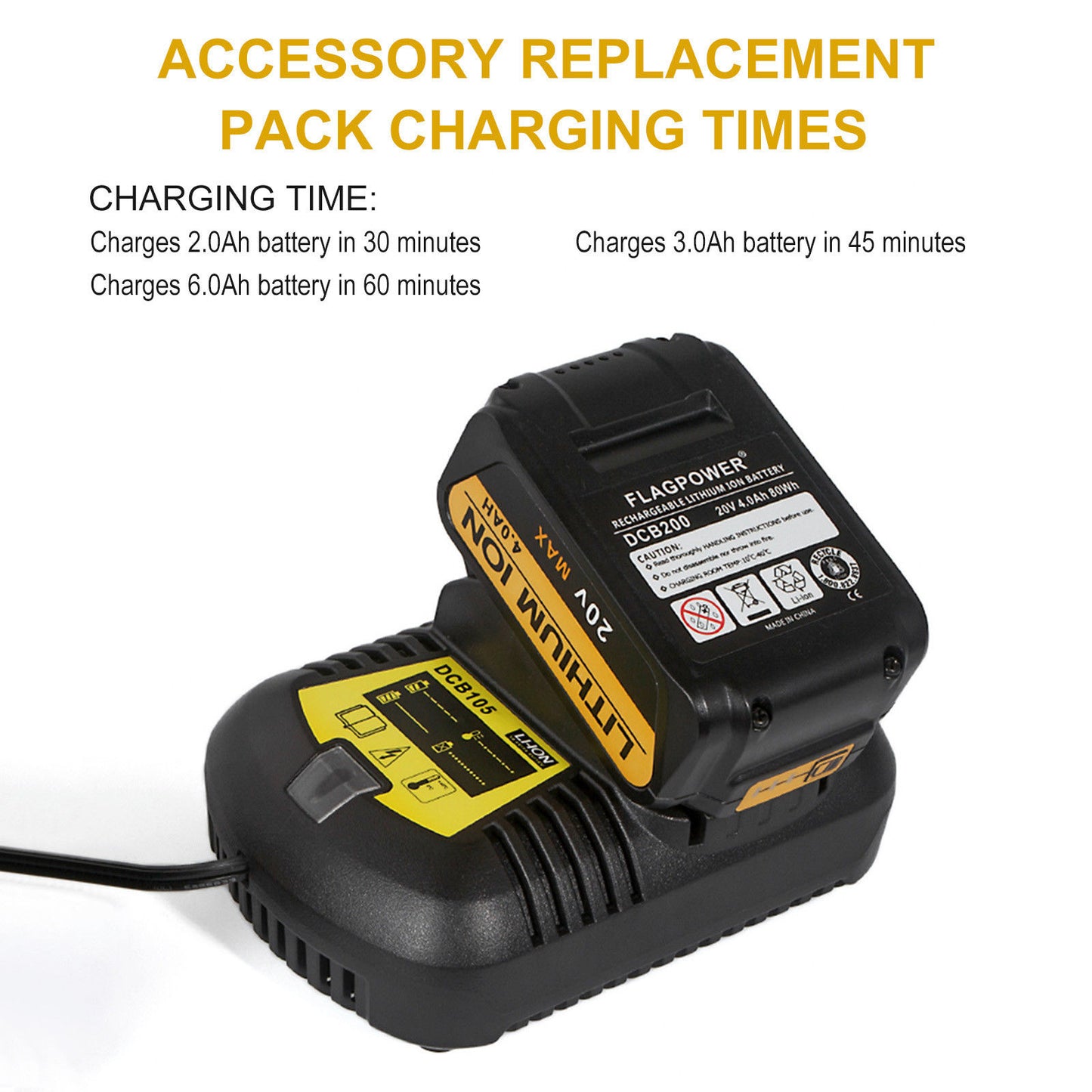 12V-20V Li-ion Battery Charger for Dewalt MAX XR Power Tools DCB105/DCB120/DCB203/DCB200/DCB201/DCB204/DCB180/DCB181/DCB182