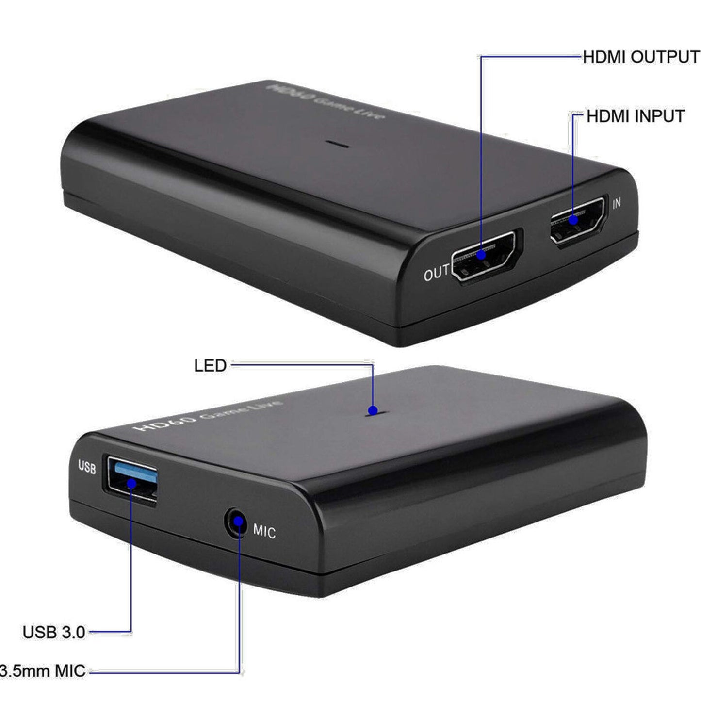 USB to HDMI Video Capture Card 4K 30P 1080P 60fps Game Video Record Live Streaming Recorder