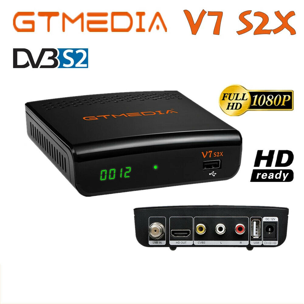 GTMEDIA V7 S2X  HD 1080P FHD DVB-S S2 S2X Digital Satellite Freesat TV Receiver with USB WiFi Support PowerVu Biss key