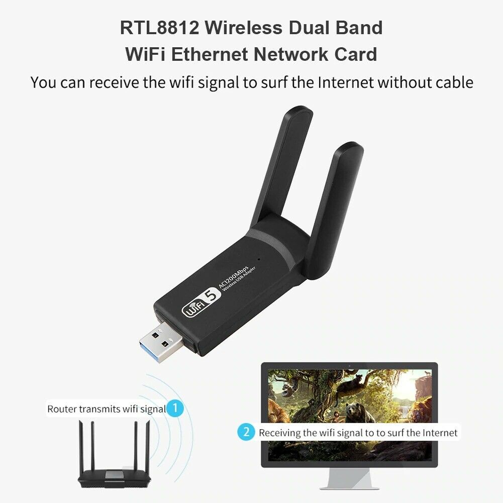 DUAL BAND USB 3.0 ADAPTER WIFI 5 AC1200MPS 2.4G 5.8G Network Card DUAL ANTENNA