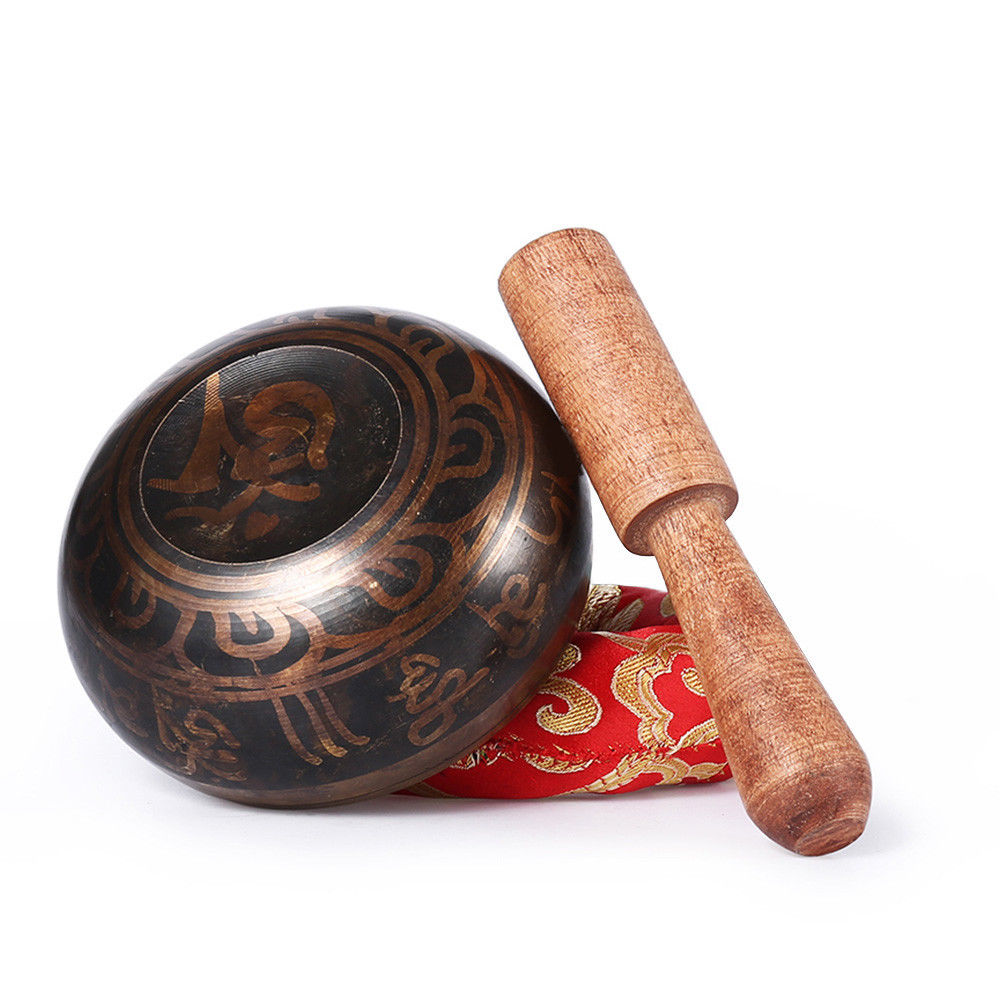 Gilt Copper Tibetan Nepal Singing Bowl Set Meditation/Prayer/Yoga/Mindfulness