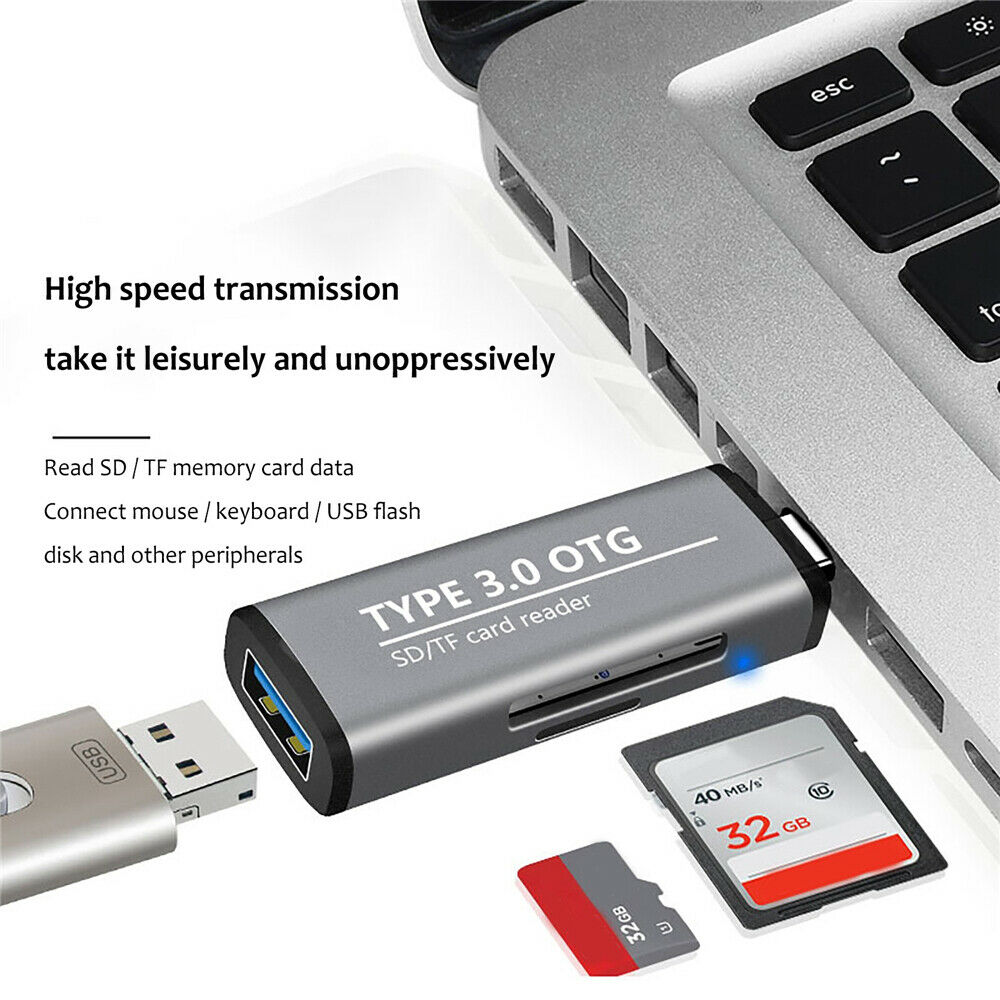 USB C SD/ Micro SD/ TF Memory Card Reader Type-C to Female USB 3.0 OTG Memory Adapter Phone Laptop Computer