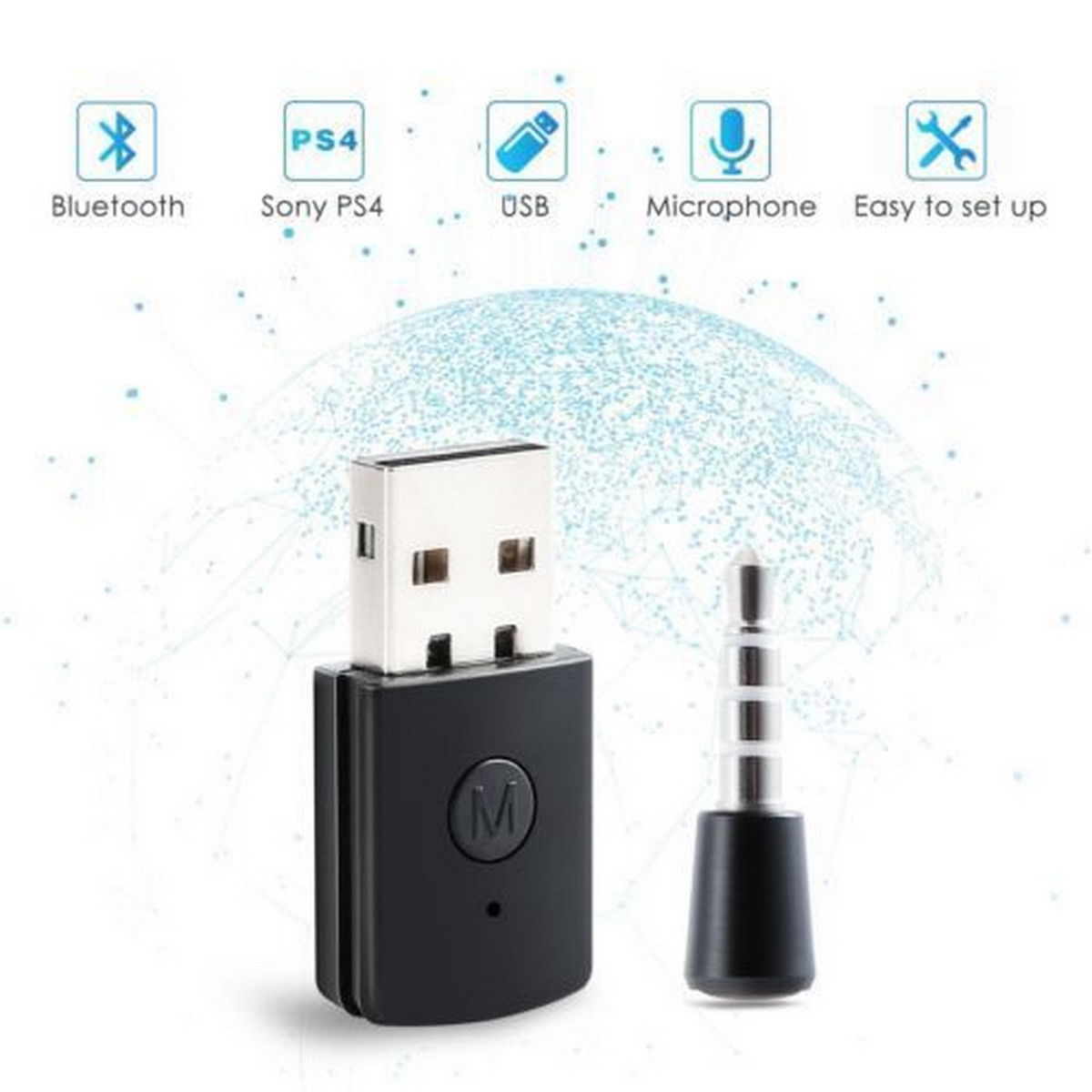 Wireless Bluetooth USB Adapter Dongle 4.0 Receiver for Playstation 4 PS4 Headphone Microphone