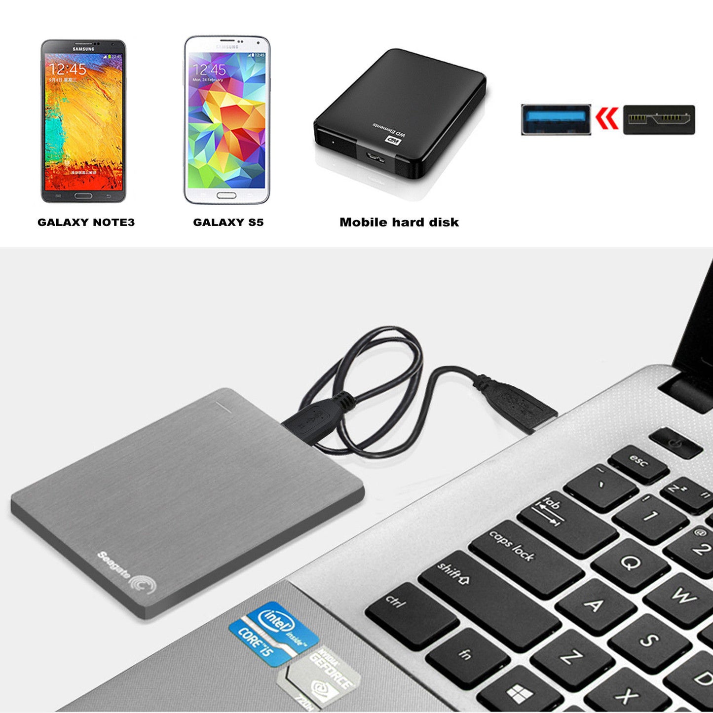 USB 3.0 Male A to Micro B Data Charger Charging Power Cable Cord For Seagate WD Hard Drive,Samsung Galaxy S5 Note 3 4G N9000 N9005 Black