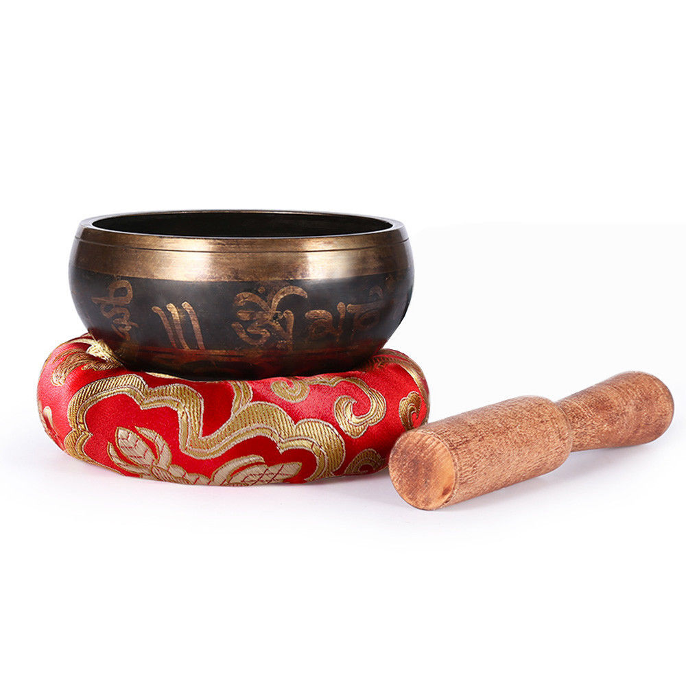 Gilt Copper Tibetan Nepal Singing Bowl Set Meditation/Prayer/Yoga/Mindfulness