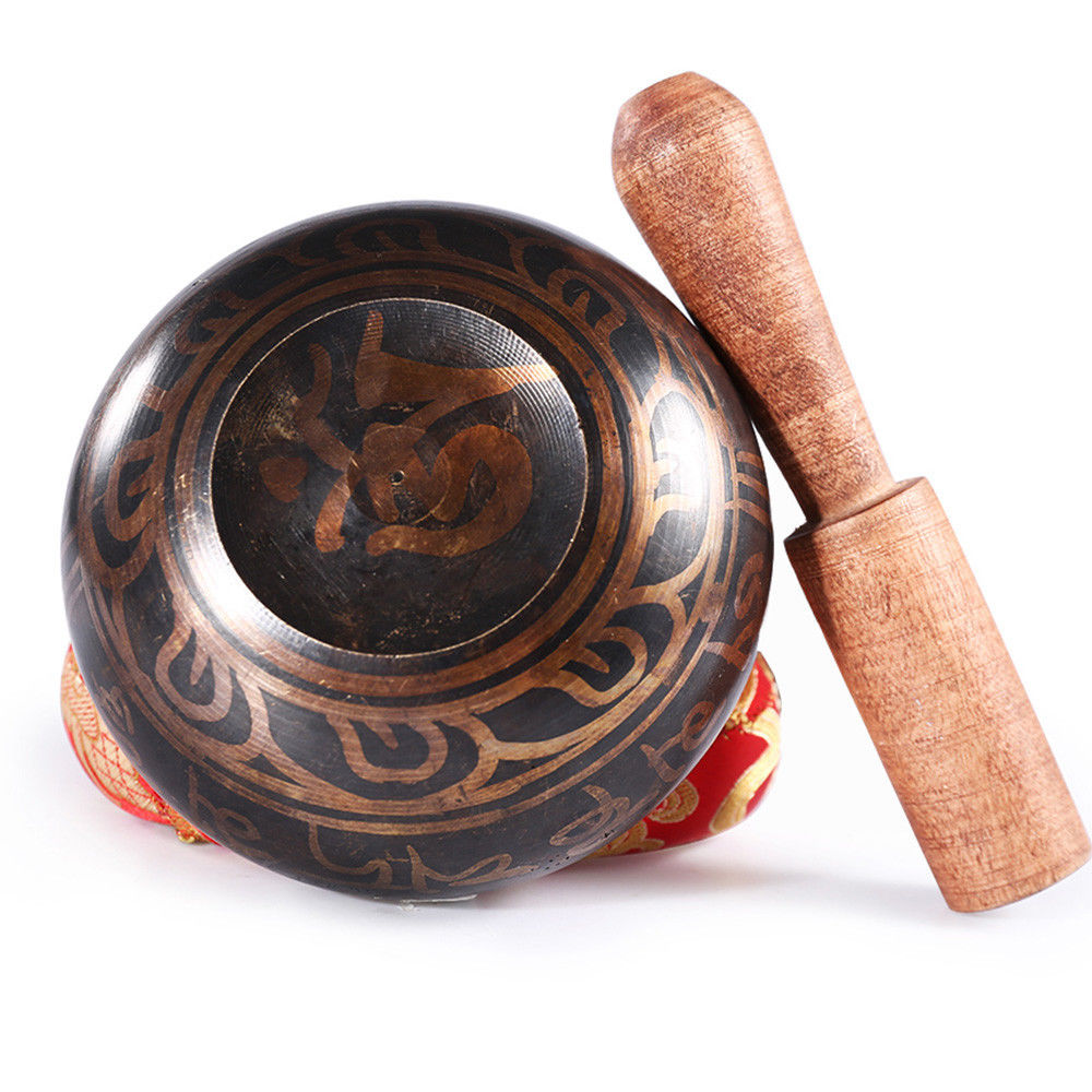 Gilt Copper Tibetan Nepal Singing Bowl Set Meditation/Prayer/Yoga/Mindfulness