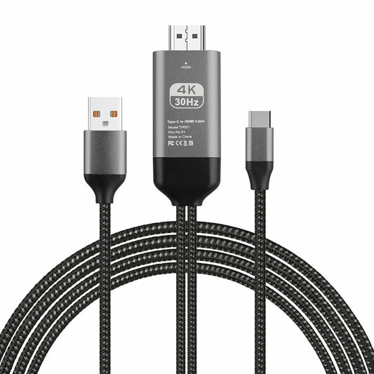 4K USB Type C 3.1 Male to HDMI Male Adapter Converter with Charging Cable For Samsung Galaxy S9 S10 S20 S21 Note 9 10 20