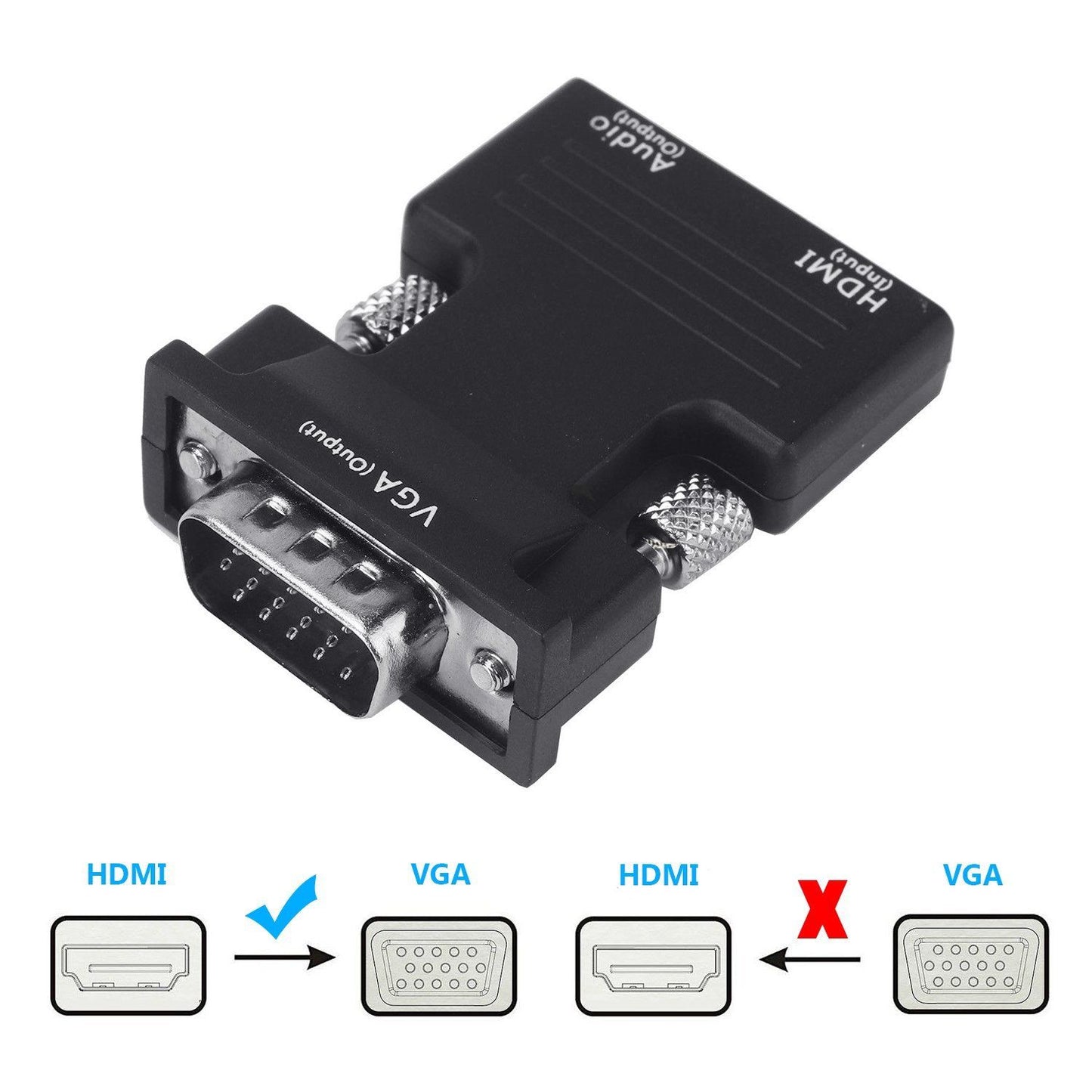 HDMI Female To VGA Male Converter Adapter 1080P with Stereo Audio Output