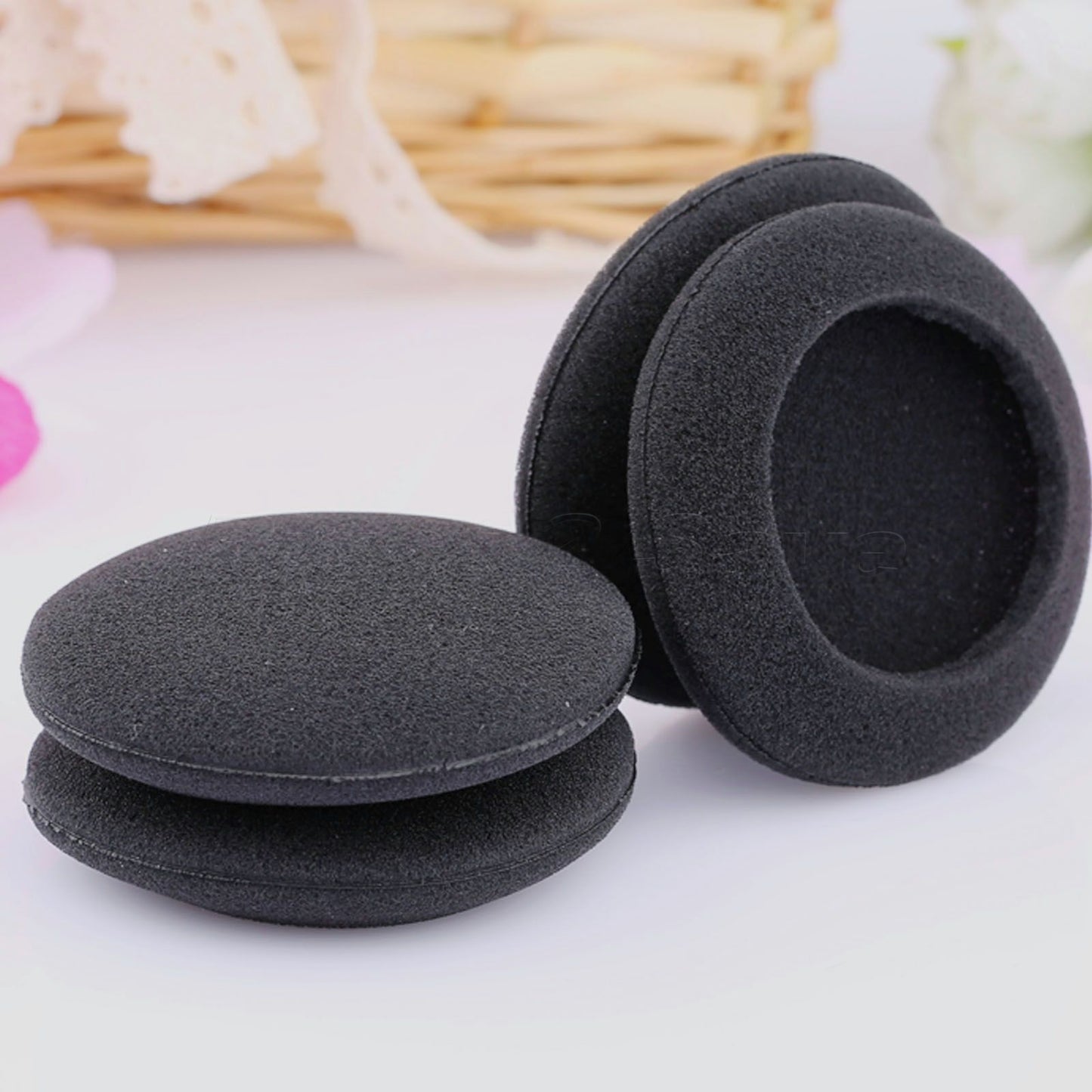 2 Pairs 50mm/5cm Earphone Headphone Replacement Earbud Ear Foam Cover Black