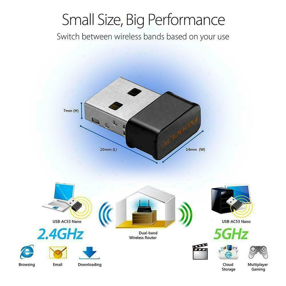 1200Mbps FAST USB Wireless WiFi Network Receiver Adapter 5GHz Dual Band Dongle For Windows Mac