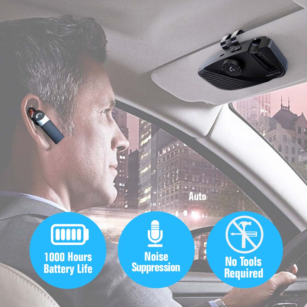 Handsfree Bluetooth Car Kit Receiver for Cell Phone with Visor Clip Speaker Support Siri Google Assistant Motion AUTO ON