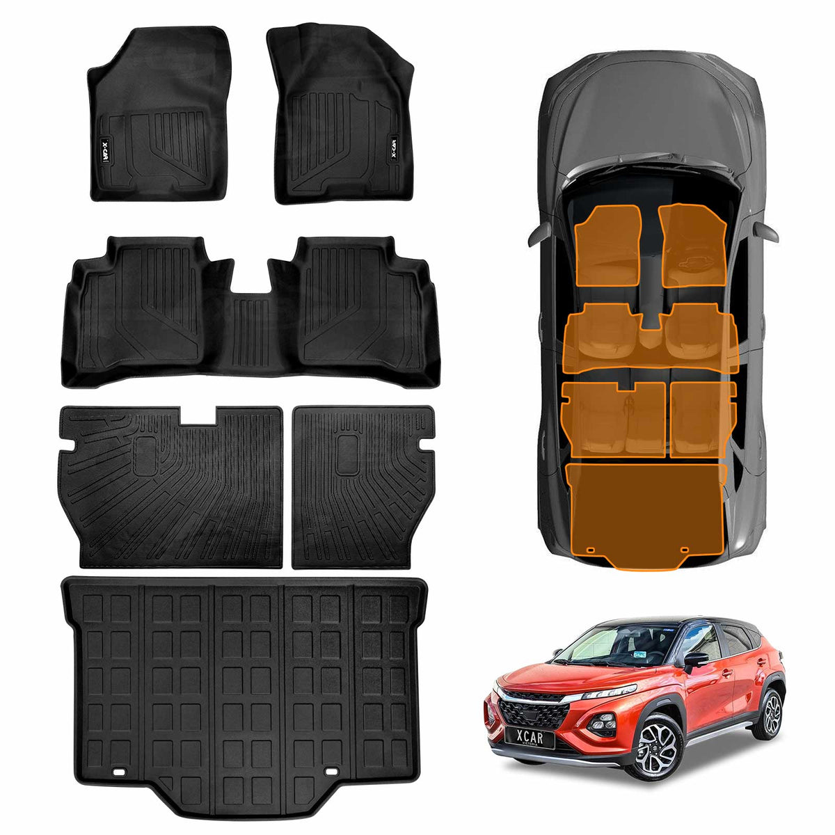 Floor Mats Boot Liner for Suzuki Fronx Hybrid 2025-Onwards All Weather Heavy Duty Car Trunk Lower Level Cargo Kick Back Seat Protector Cover