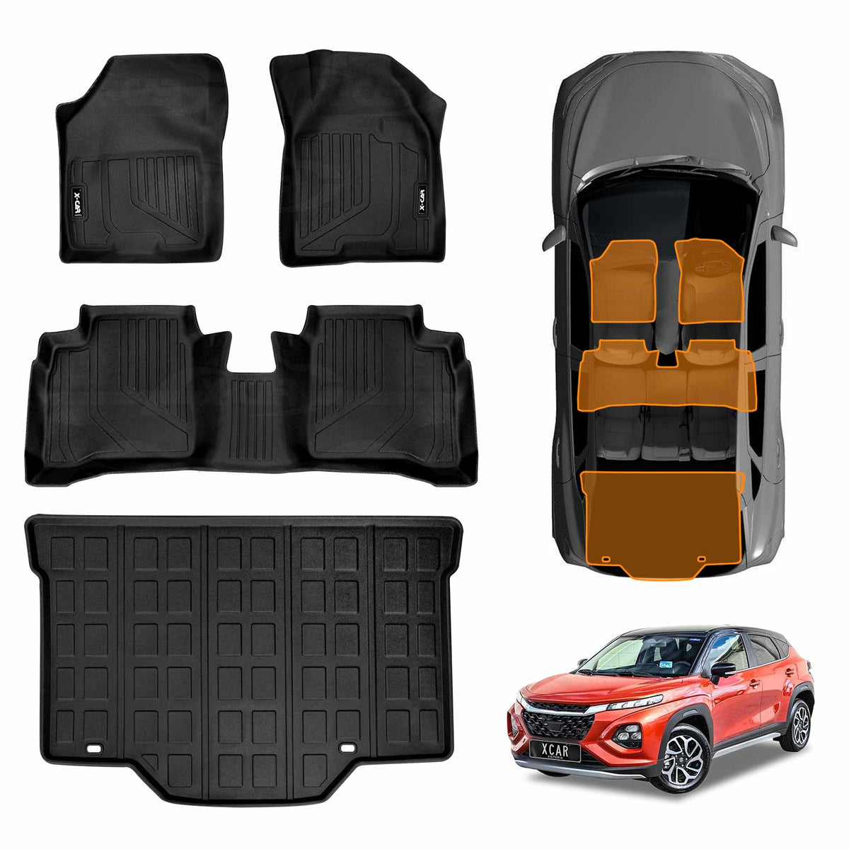 3D Floor Mats Boot Liner for Suzuki Fronx Hybrid 2025-Onwards All Weather Heavy Duty Lower Level Cargo Car Trunk Luggage Tray