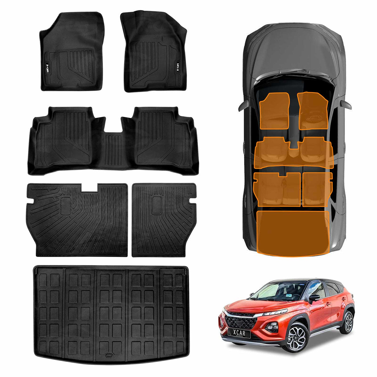 Floor Mats Boot Liner for Suzuki Fronx Hybrid 2025-Onwards All Weather Heavy Duty Car Trunk Upper Level Cargo Kick Back Seat Protector Cover