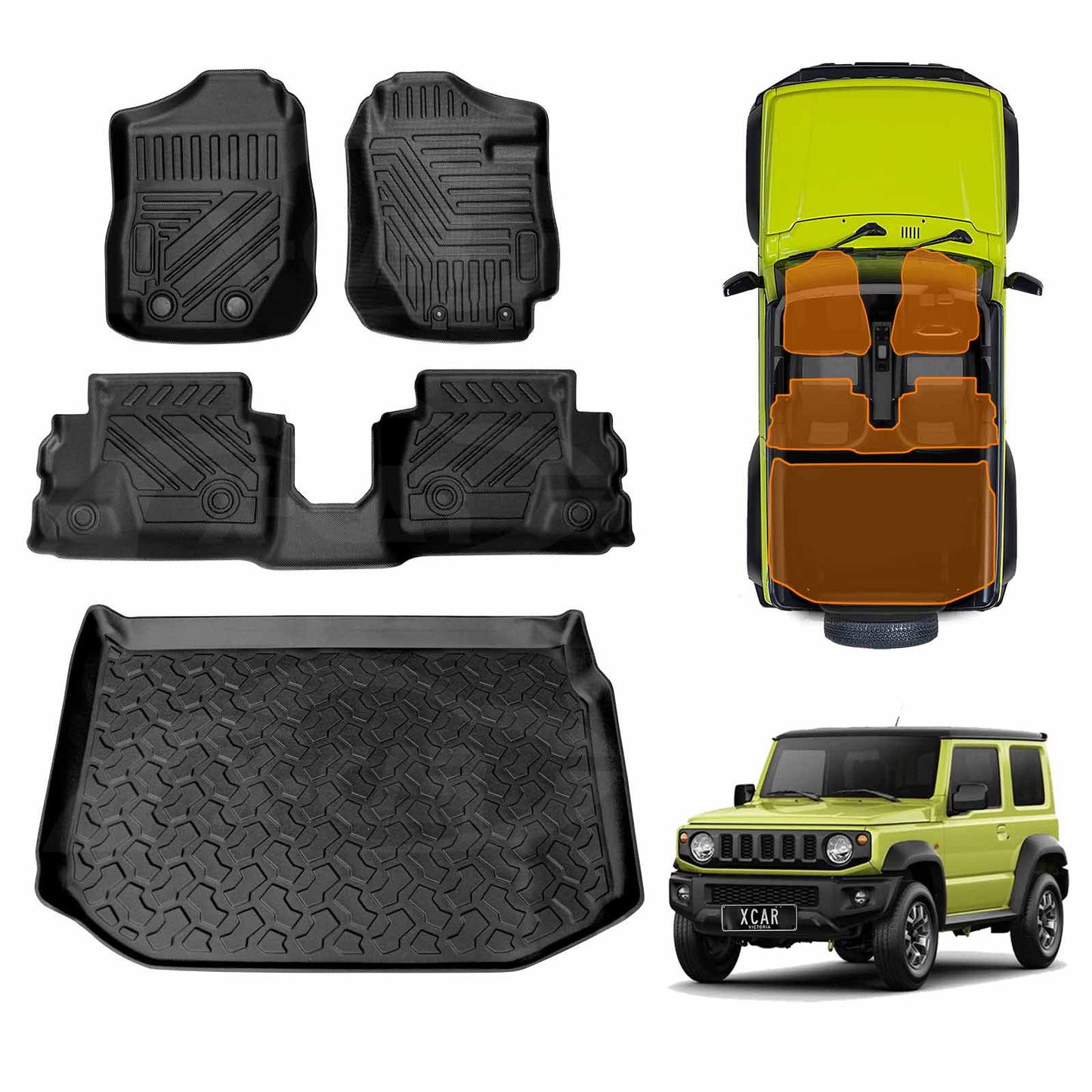 Floor Mats Boot Liner for Suzuki Jimny 3-Door Manual 2018-2025 All Weather Heavy Duty Cargo Car Trunk Luggage Tray