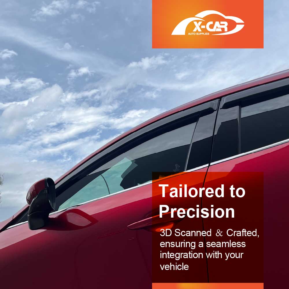 Premium Weathershields for Mazda 3 Hatch 2019-Onwards Car Weather Shields Wind Deflectors Window Sun Visor 4-Piece Set