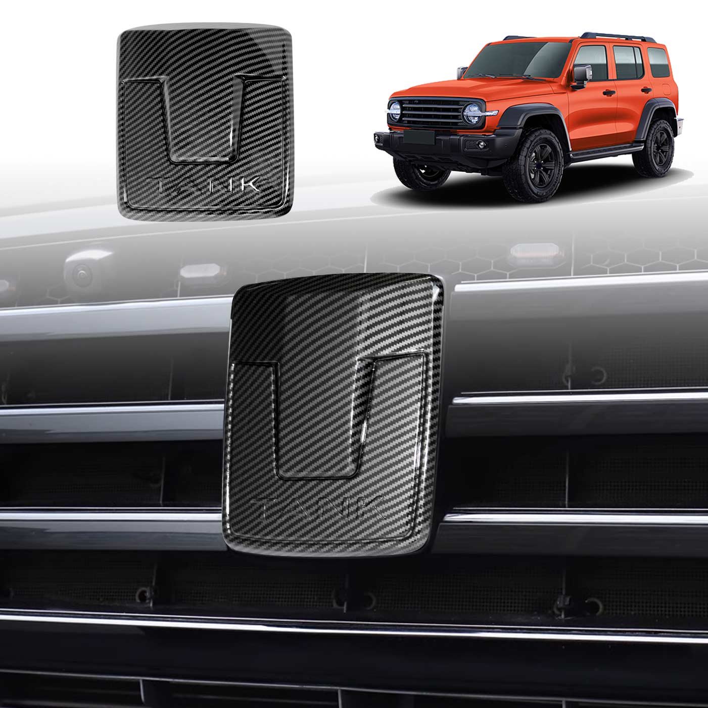 Carbon Fiber Style Front Logo Badge for GWM Tank 300 2023-2025 Emblem Decals Sticker Cover Accessories