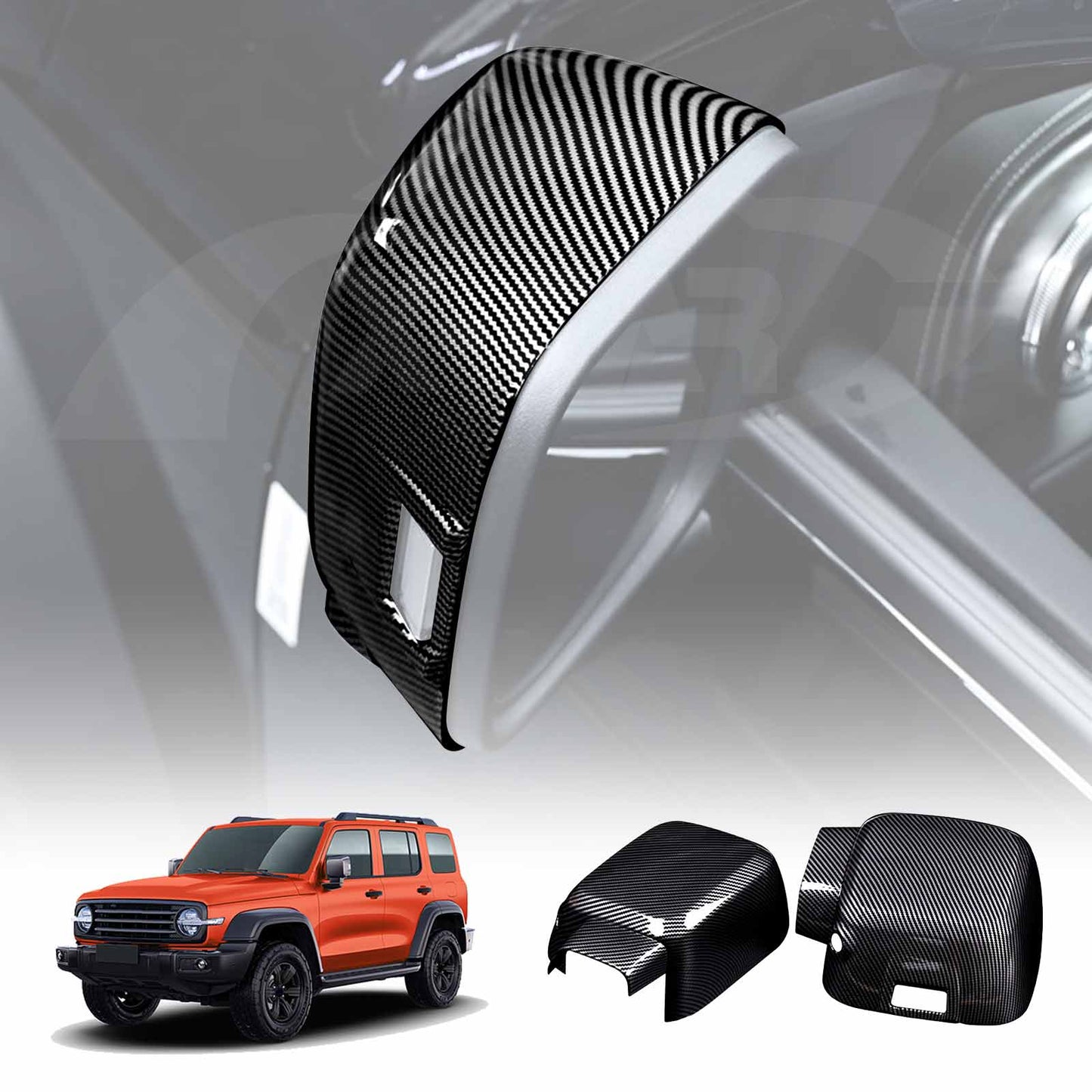 Rear View Mirror Trim Cover for GWM Tank 300 2023-2025 Exterior Accessories Side Mirror Cap Carbon Fiber Style
