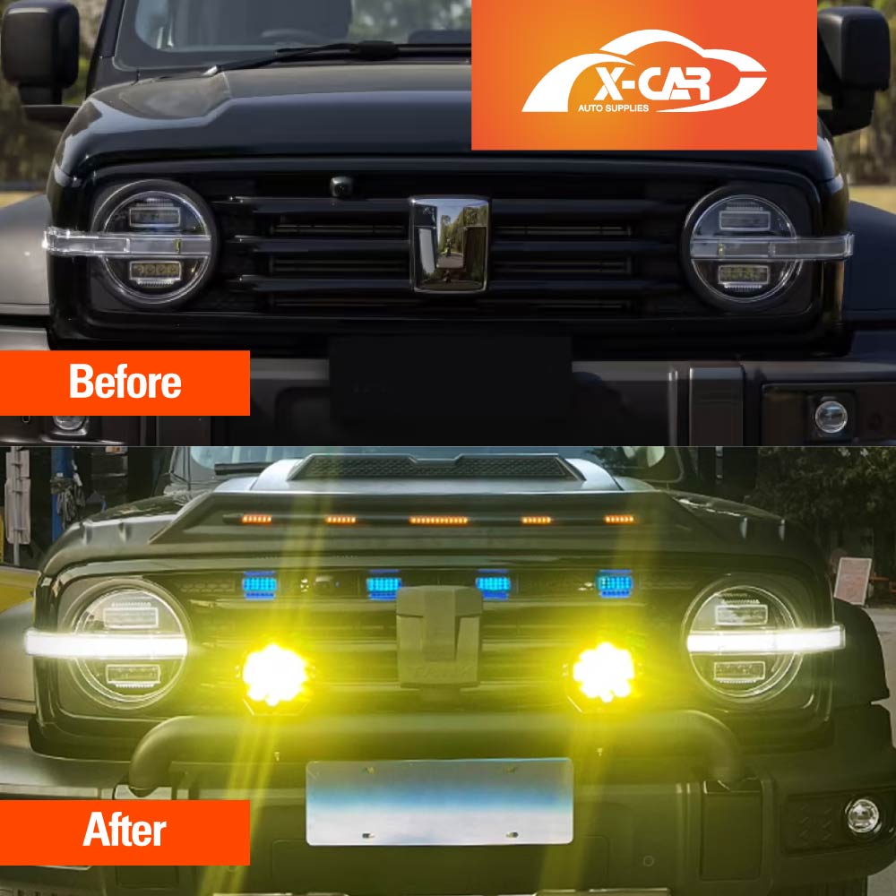 Front Nudge Bar with 2x LED Pod Spotlight for GWM Tank 300 2023-2025 Off-Road Bullbar Front Bumper Driving light