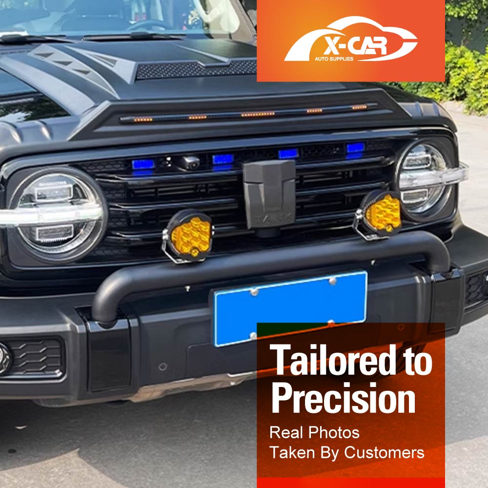Front Nudge Bar with 2x LED Pod Spotlight for GWM Tank 300 2023-2025 Off-Road Bullbar Front Bumper Driving light