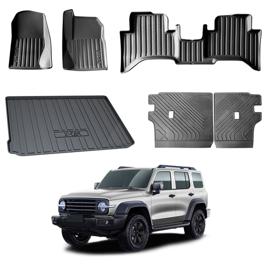 Heavy Duty Car Floor Boot Liner Back Seats Protector Kick Mats Cover for GWM Tank 300 2023-2025 Car Trunk Cargo Mat